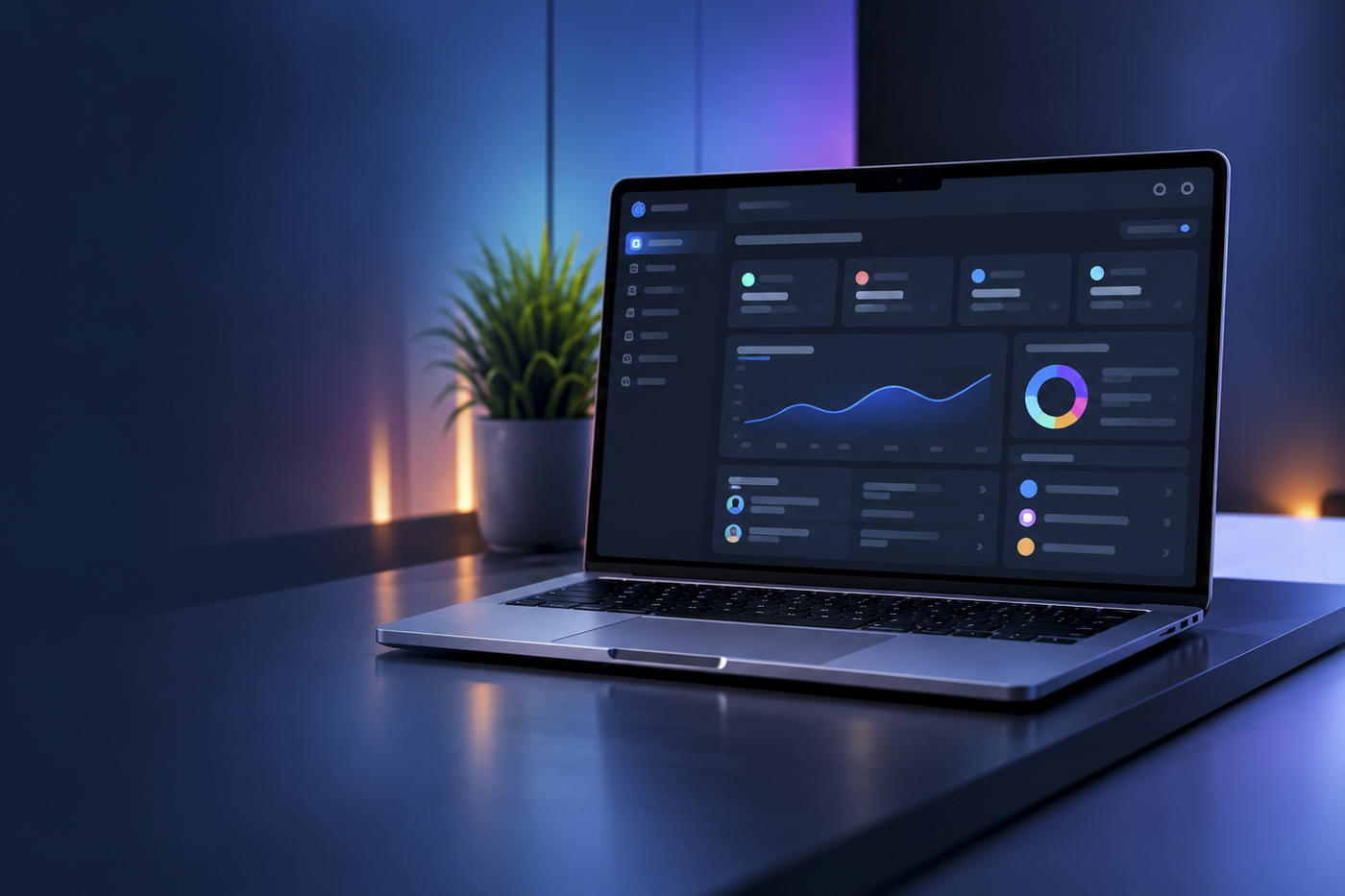 Laptop showing the EightCoder admin dashboard